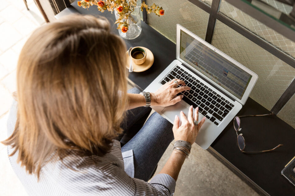 Person working on a laptop